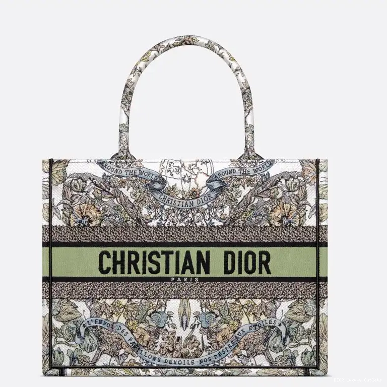 Tote Canvas Butterfly Book Dior Motif White The World Green Around 0430 Luxury